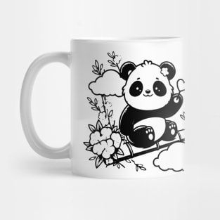 "Garden Panda Bliss" - Playful Panda Amongst Blossoms Mug